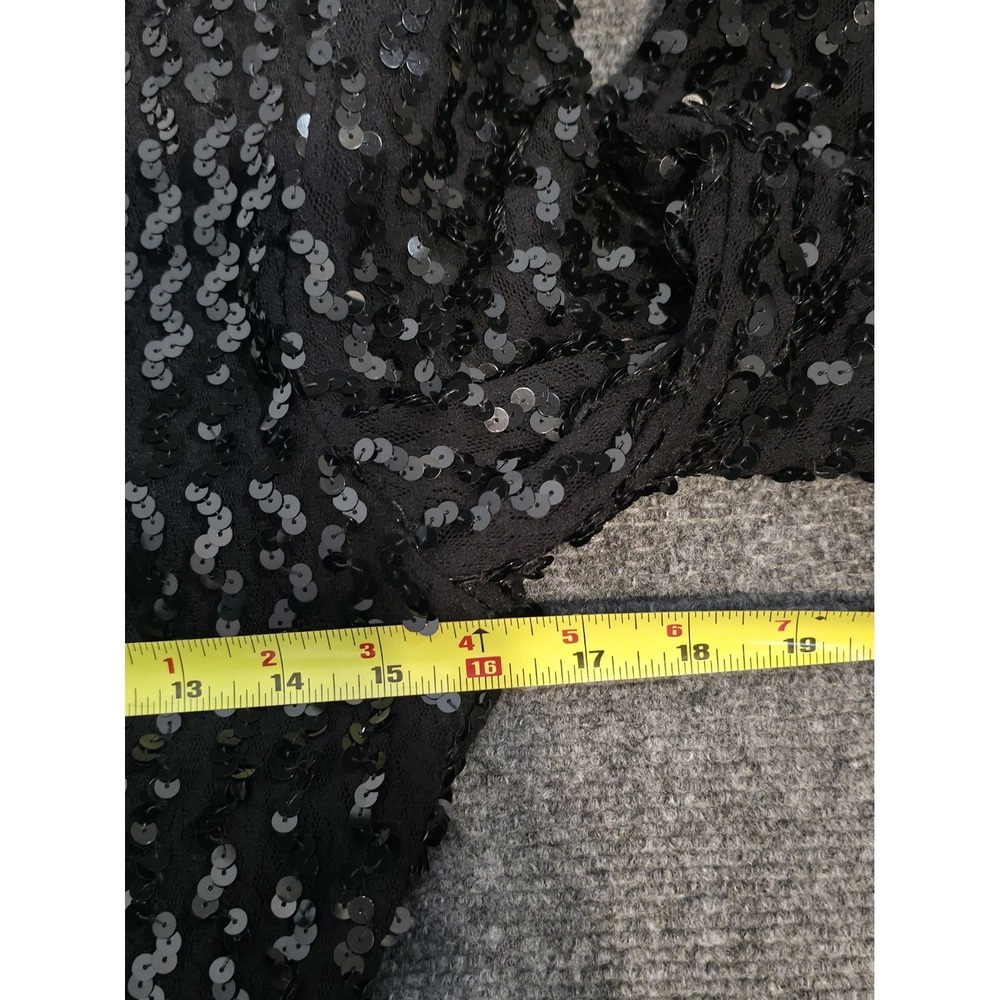 Vintage 80s Climax Karen Okada Black Sequin Backless Mini Dress Size 7/8 - Picture 6 of 7